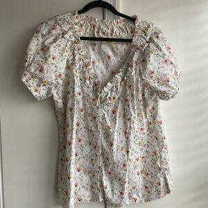 Wayward fancies 2x Floral Ruffle Blouse - White